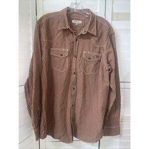 Blue Ranchwear Western Shirt Men’s Large Pearl Snap L/Sleeve Red White Gingham